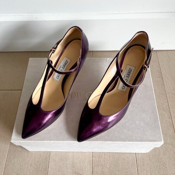 Jimmy Choo Iridescent Purple Kitten Heels w/ box - Picture 6 of 9